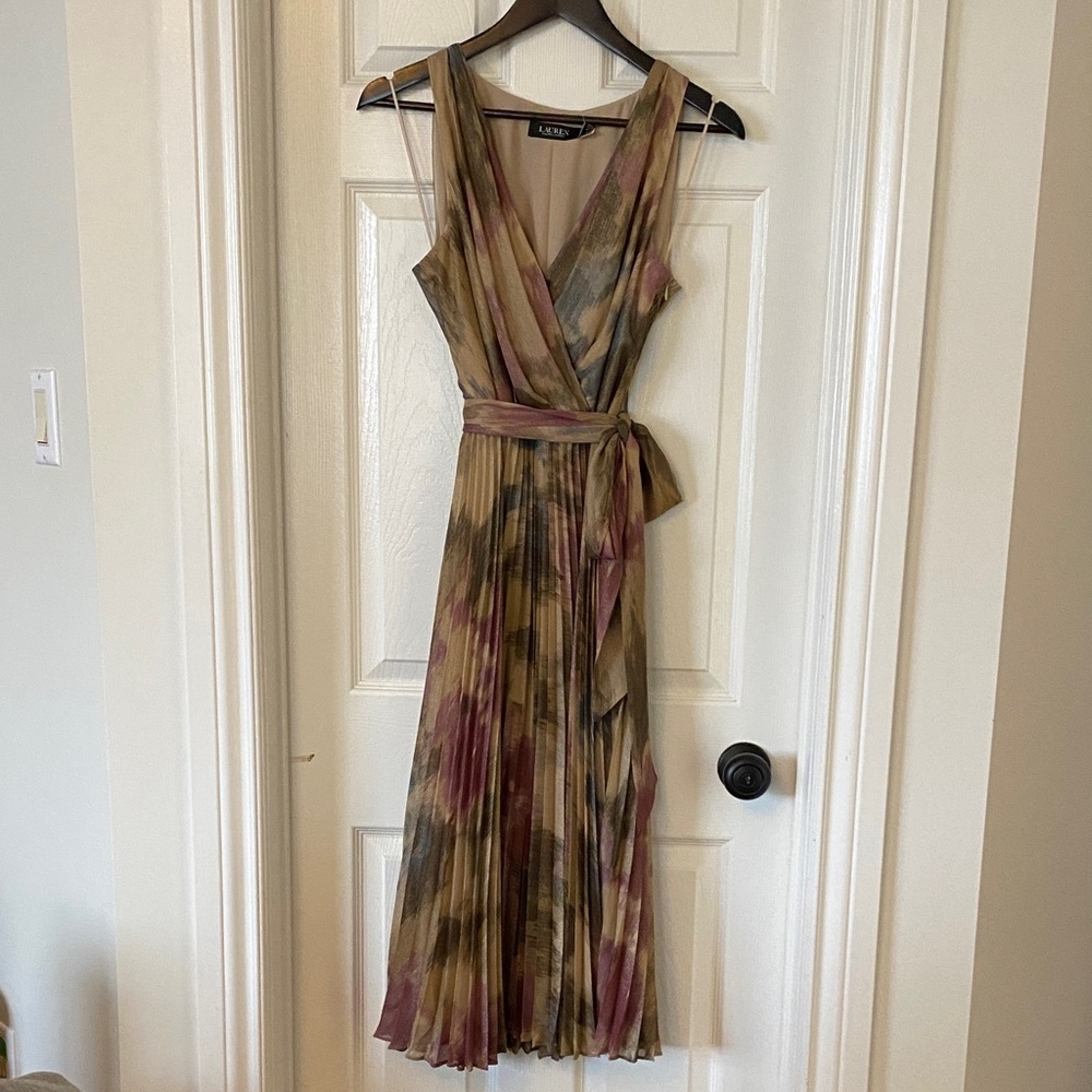 Lauren Ralph Lauren Multicolor Pleated Midi Dress